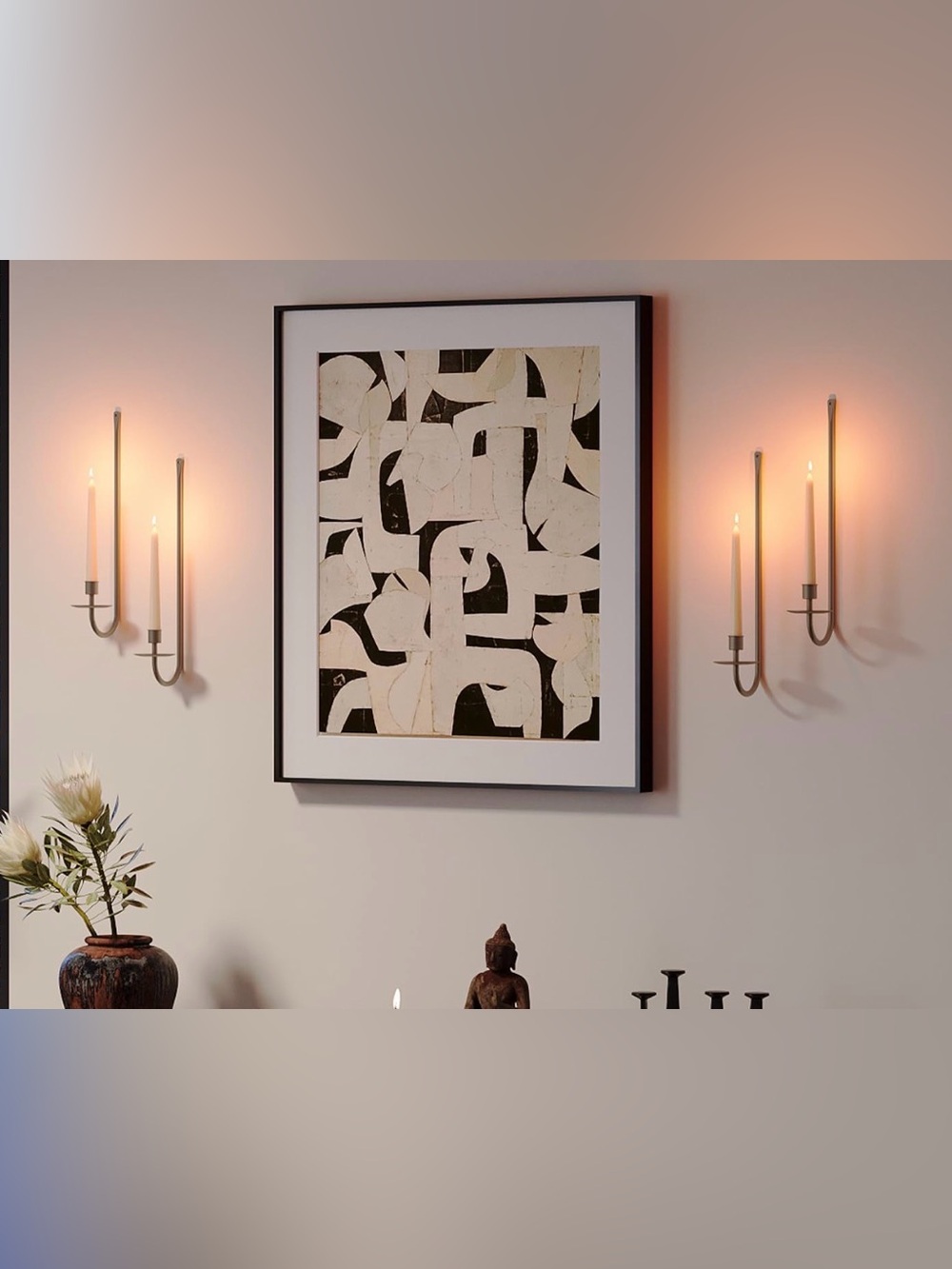 Metal Wall Candle Sconce Holder, Brass, Set of 4, NEW